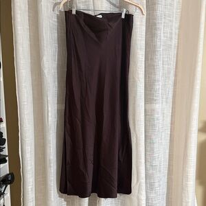 Mango Dark Brown Satin Maxi Skirt